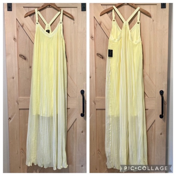 Thalia Sodi Dresses & Skirts - Thalia Sodi San Juan Lemon Yellow Pleated Maxi Dress Small NWT Lined